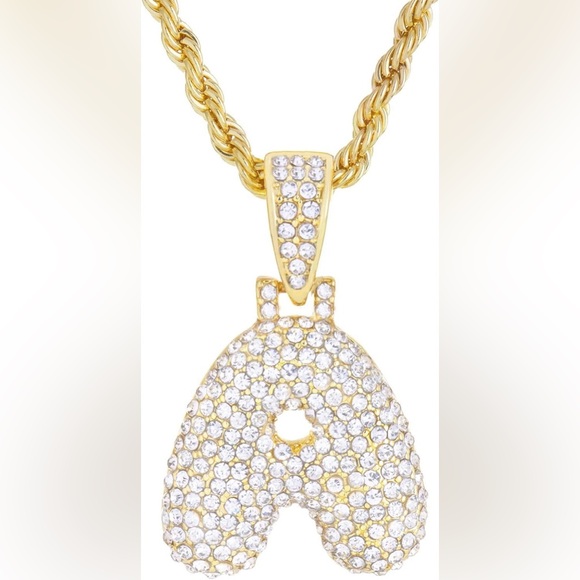 ☃️BOGO50%☃️🆕✨GOLD A ✨BUBBLE LETTER INITIAL NECKLACE - Picture 6 of 15